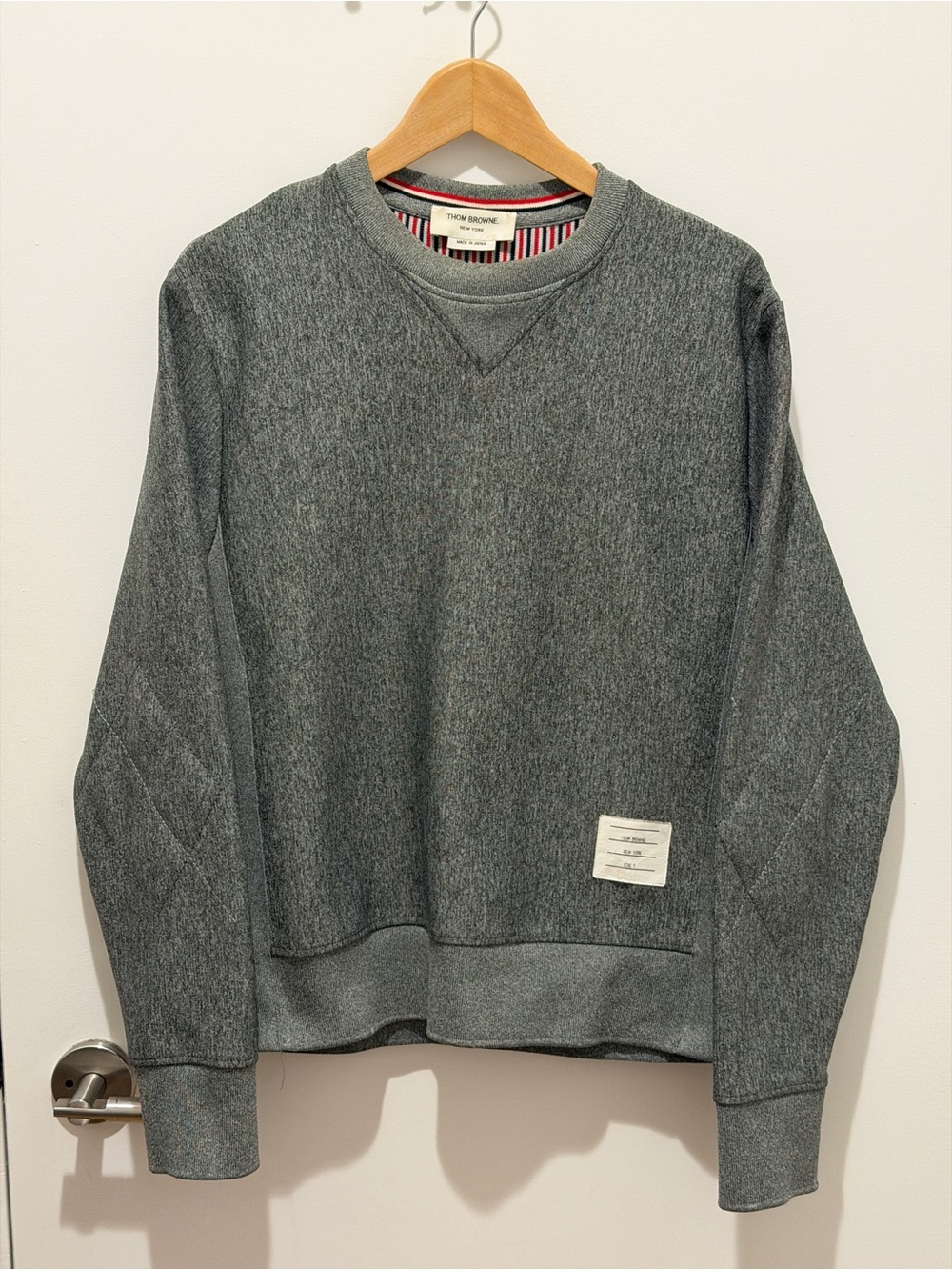 Thom Browne Gray Quilted-Sleeve Crewneck Sweatshirt